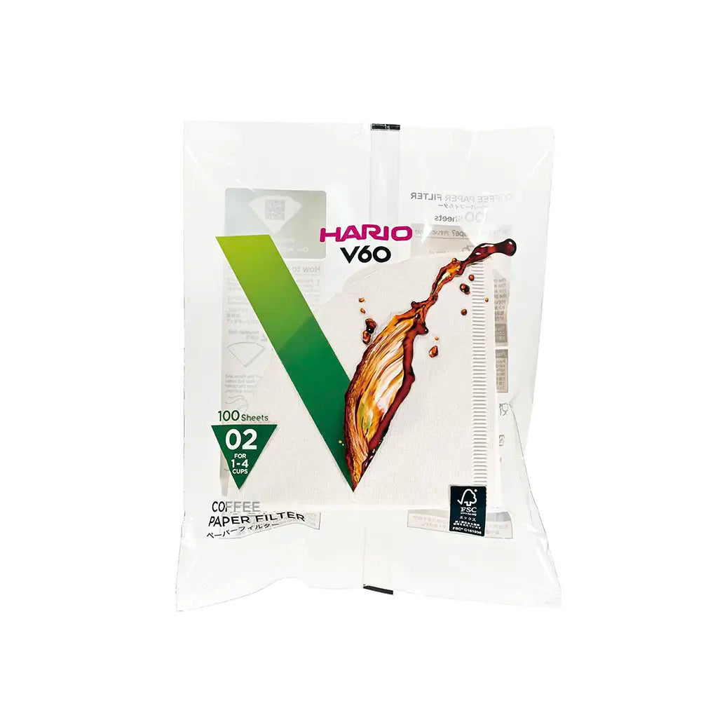 Hario V60 Coffee Filter Papers Size 02 - White (100 Pack Bag)