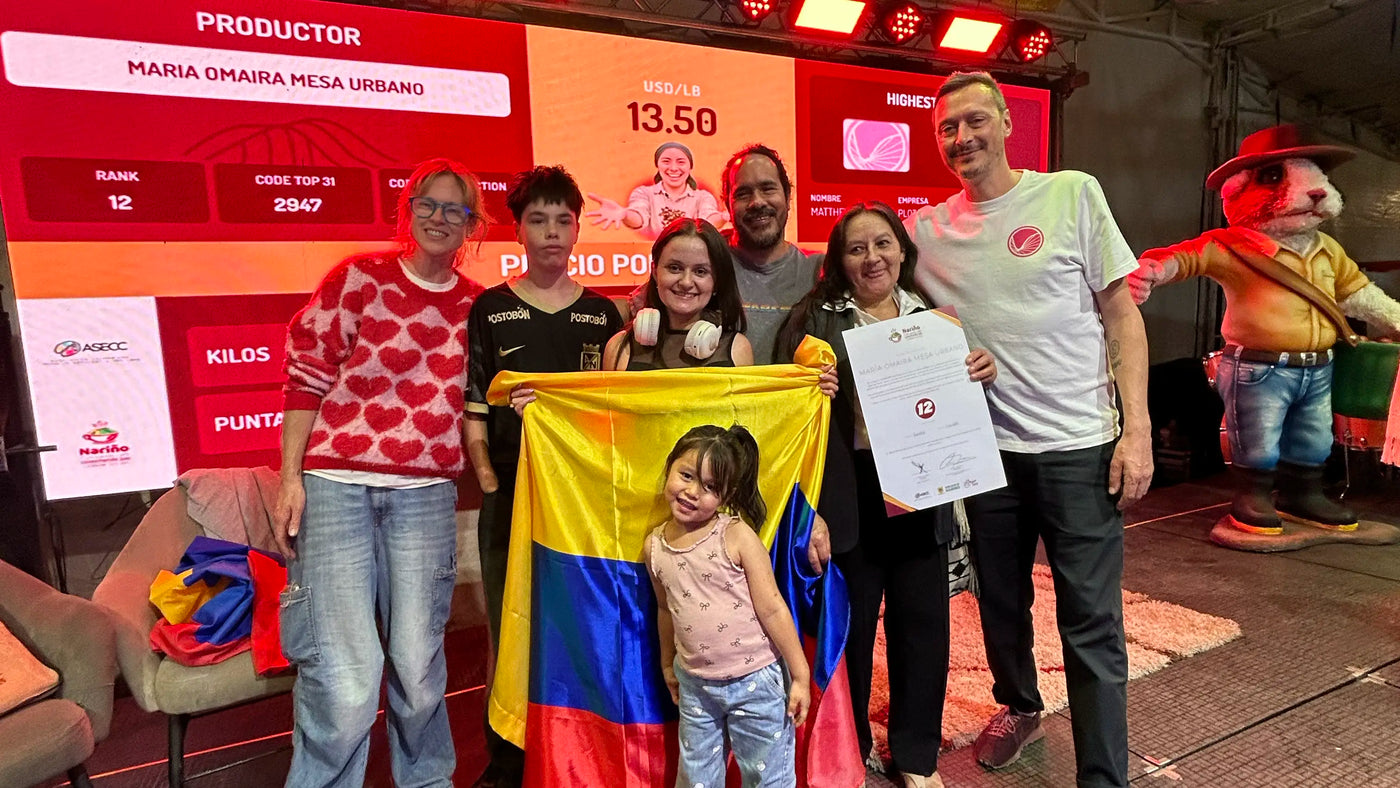 Carnival Coffee Roasters with PLOT after winning the Maria Omaira coffee at auction