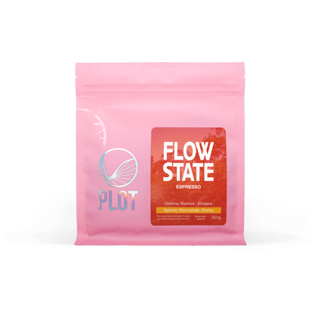 Product packaging image for FLOW STATE Espresso, a washed sidama coffee from Ethiopia