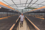 Franco Huaches in his coffee drying structure on La Lacuma farm, Peru