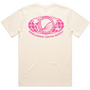 "Worldwide Coffee Supply" T-shirt in ecru with hot pink print (back)